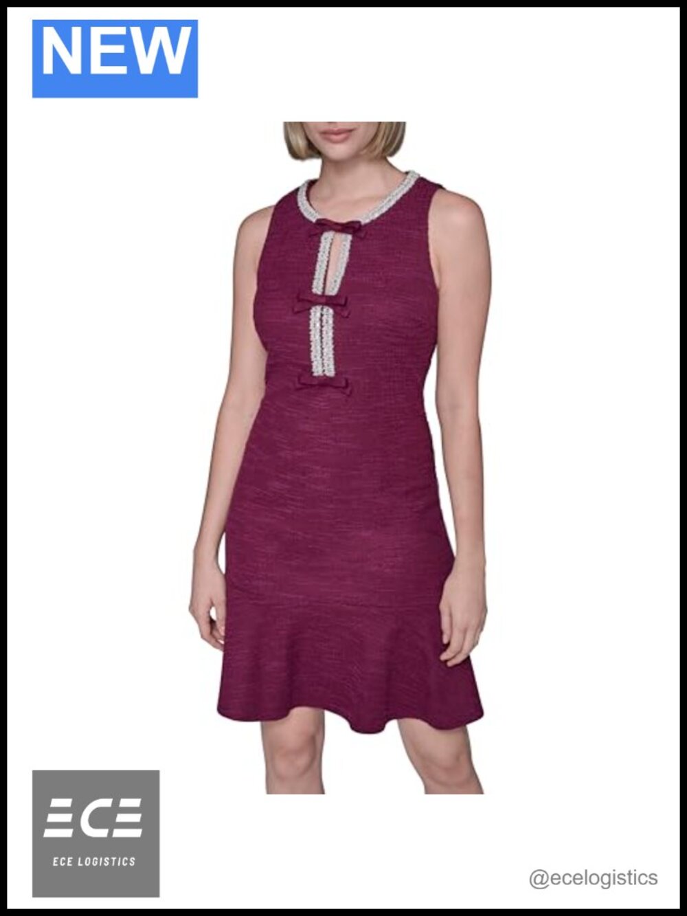 Karl Lagerfeld Sleeveless Stretch Texture Knit Tweed Fit & Flare Midi Dress